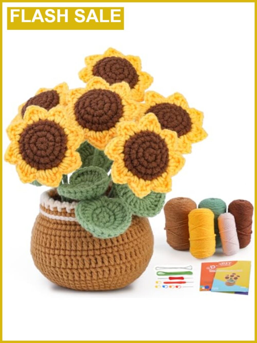 Beginner Crochet Kit Sunflower DIY Craft Knitting Kit with Video Tutorial